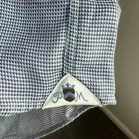 Peter Millar LS Button Down Collar Shirt - 16 1/2 - L Excellent Blue/White Check - Picture 3 of 5